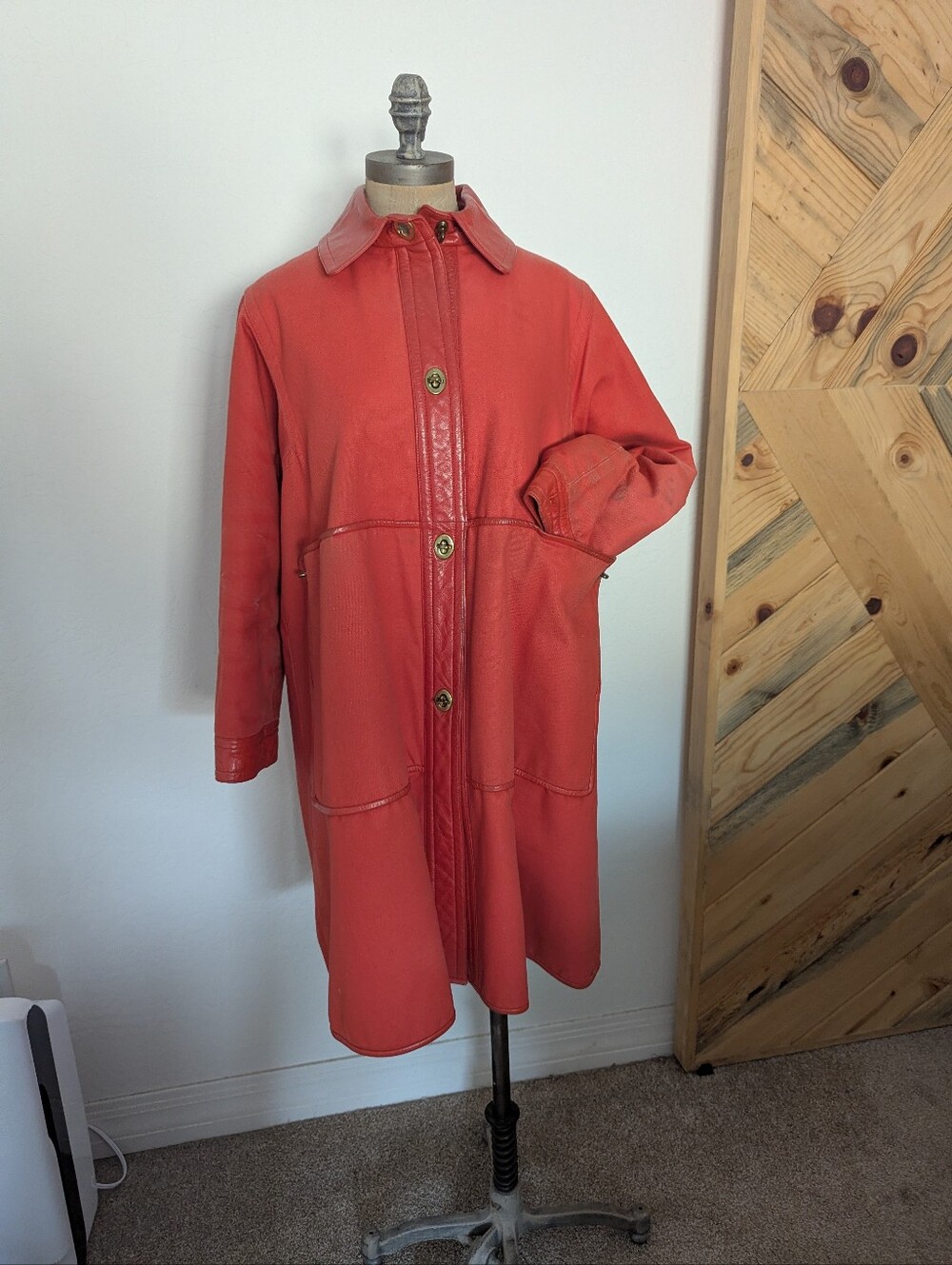 1960s/1970s Bonnie Cashin Sills Lord & Taylor Orange Canvas Leather Coat Jacket